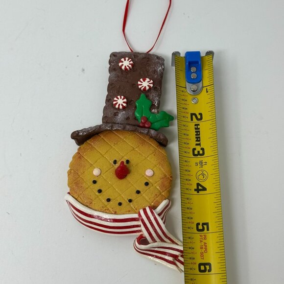 Snowman Ornament Faux Cookie Chocolate Peppermint Top Hat Holiday Kitchen Decor - Picture 9 of 16